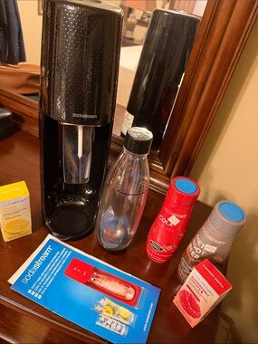 SodaStream Black Sparkling Water Maker with Black Bottle